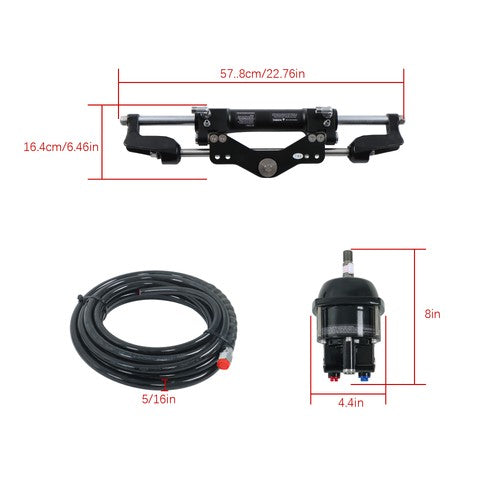 DURAFORCE High Performance Hydraulic Steering Kit Single Outboard Engine 350HP Power