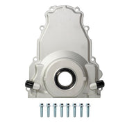 DURAFORCE New Timing Cover w/ 10an Turbo Oil Drain Fitting for GM LS Gen 3 4.8 5.3 5.7 6.0