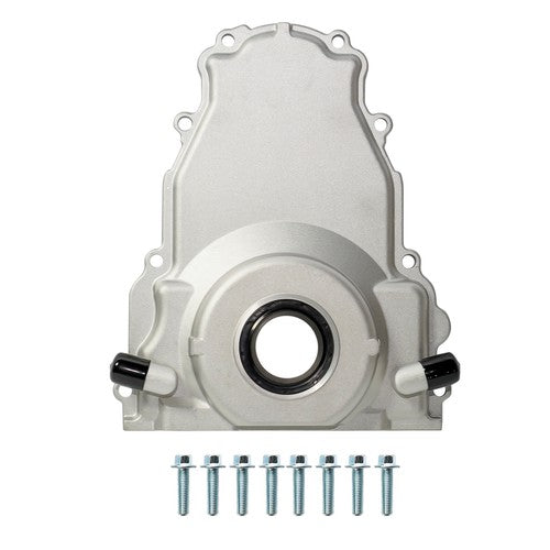 DURAFORCE New Timing Cover w/ 10an Turbo Oil Drain Fitting for GM LS Gen 3 4.8 5.3 5.7 6.0