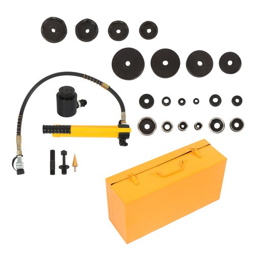 DURAFORCE 15 Ton 1/2" to 4" Hydraulic Knockout Punch Driver Tool Kit with 10 Dies