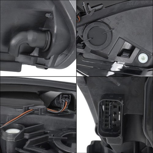 DURAFORCE Right+Left Black Halogen Clear Headlight Assembly For BMW 528i 2008 2009 2010