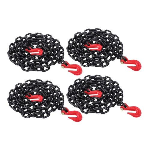 DURAFORCE 4PCS Binder Chain 3/8'' X 10' Grade 80 Transport Tow Chain Grab Hooks 7100 LBS