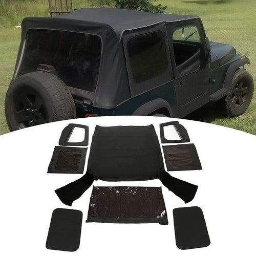DURAFORCE Soft Top FOR HALF DOORS BLACK Replacement 9870217 For 87 88-95 Jeep YJ Wrangler