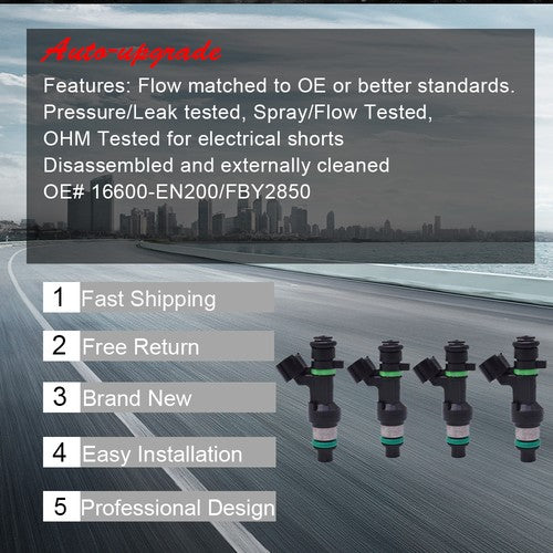 DURAFORCE 4X Fuel Injector 16600-EN200 For Nissan Versa Sentra NV200 1.8L FBY2850