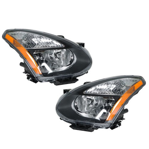 DURAFORCE Black Headlights Assembly Fit For Nissan Rogue 2008-2013 Halogen Right+Left Side