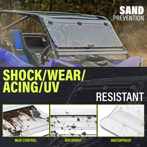 DURAFORCE Heavy Duty Scratch Resistant Flip Windshield for Yamaha YXZ (2019+)