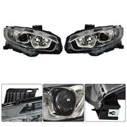DURAFORCE Headlight Assembly For Honda Civic 2016-2020 Headlamps Left + Right Side Halogen
