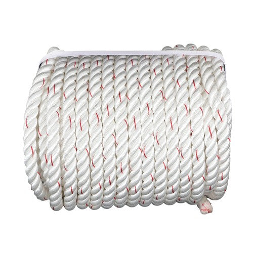 DURAFORCE 3/4IN x120FT High Strength Braided Rope Breaking Strength 2038 Pounds White Red