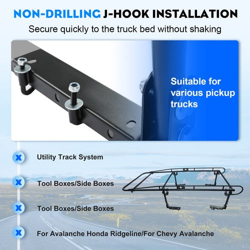 Adjustable Full Size Trunk Bed Truck Rack for Pickup Ladder Lumber Utility Kayak