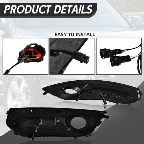DURAFORCE LED DRL Fog Lights Bezel Cover Lamp w/Wire harness switch For 2009-2012 Audi Q5