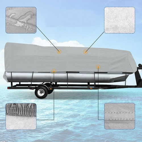 DURAFORCE Boat Cover Waterproof Trailerable Pontoon Fabric Gray 21-24FT