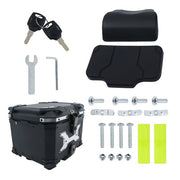 DURAFORCE 45L Aluminum Black Hard Motorcycle Trunk With Silver Hanging Plate Rear Trunk