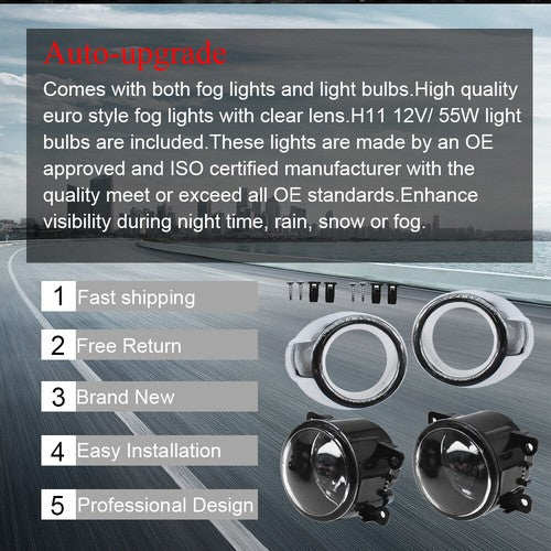 DURAFORCE Fit For Ford Focus 2012-2014 Clear Lens Front Bumper Fog Lights Lamps W/ Bulbs
