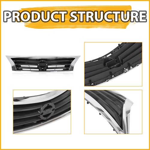 Front Bumper Grille Upper Grill Assembly Chrome for 2013-2015 14 Nissan Altima