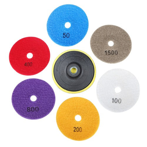 DURAFORCE 7PCS 4 Inch Set Wet Dry Diamond Polishing Pads For Granite Concrete Marble Stone