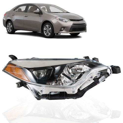 DURAFORCE Headlight For Toyota Corolla 2014-2016 Headlamps Passenger Side Clear RH Housing