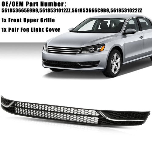 DURAFORCE Front Bumper Lower Grille & Fog Light Bezel Cover LH+RH Fit 2012-2015 VW Passat