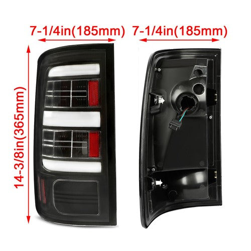 Black Tail Lights Brake Lamps LED Bar Light For 09-18 Dodge Ram 1500 2500 3500