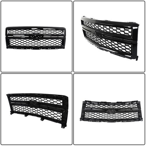 DURAFORCE Front Grille Upper For Chevrolet Silverado1500 2014-2015 Plastic Gloss Black New