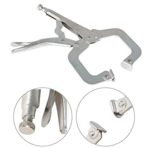 DURAFORCE Adjustable C-Clamp Locking Pliers Set 11" Locking Welding With Swivel Pads 6 Pcs