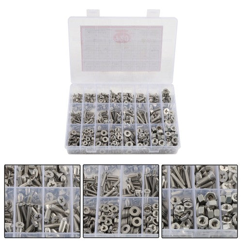 DURAFORCE 720pcs Nuts And Bolts Assortment Kit Machine Screws #6-32 #8-32 #10-24 #1/4-20