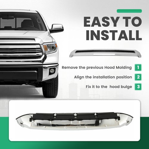 DURAFORCE For Toyota Tundra 14-21 Front Molding Upper Grille Hood Bulge Scoop Chrome ABS