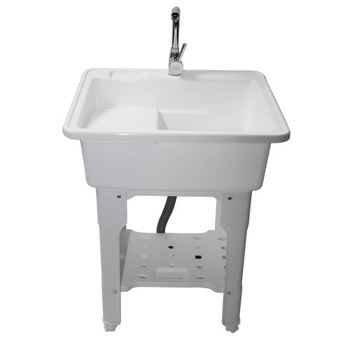 DURAFORCE 65 Freestanding Sink Commercial Laundry & Utility Room Sinks with Faucet White