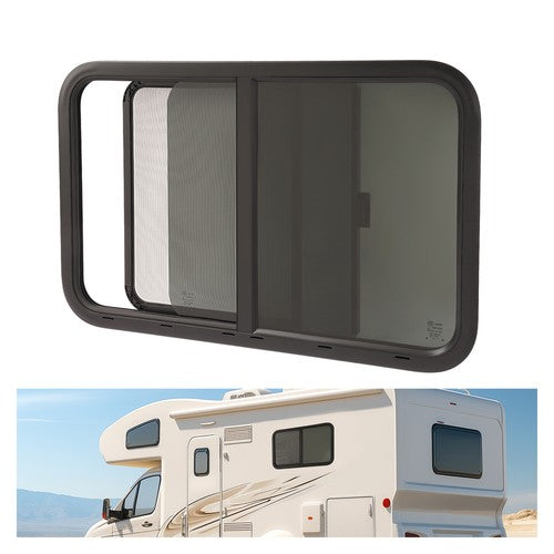 DURAFORCE Horizontal Slider 35"W x 22"H RV Window W/ Screen Trim Ring For RV CargoTrailer