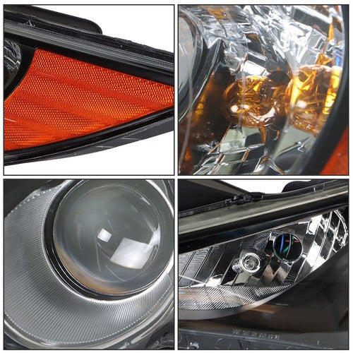 DURAFORCE Black Headlights Headlamps Housing Right&Left Side For Hyundai Sonata 2011-2014