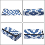 DURAFORCE Waterproof Plastic Foldable Rug 8x10FT Outdoor Carpet Navy Blue White