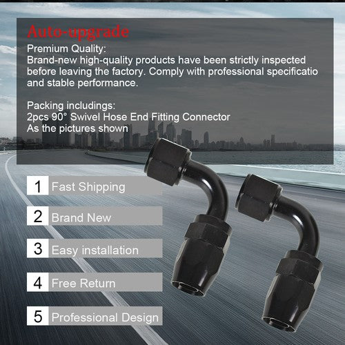 DURAFORCE Set of 2 10AN AN10 90° 90 Dgree Fuel Swivel Fitting Hose End Oil Fuel Adaptor