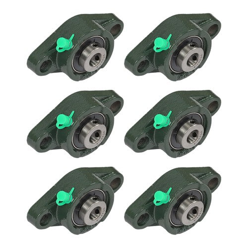 DURAFORCE 6PCS UCP201-8 Pillow Block Bearing 1/2"Bore 2 Bolt Cast Iron Base Self Alignment