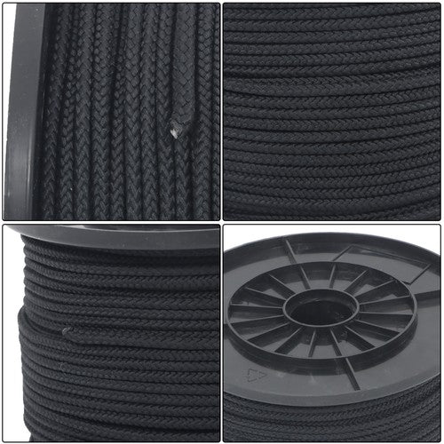 DURAFORCE 3/16 Inch x 500 Feet Hollow Braid Polypropylene Rope – Black，750 Pounds