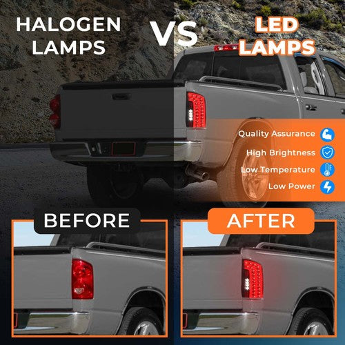 2007 2008 Dodge Ram 1500 2007 2009 Ram 2500 3500 Smoked LED Tail Lights Lamp