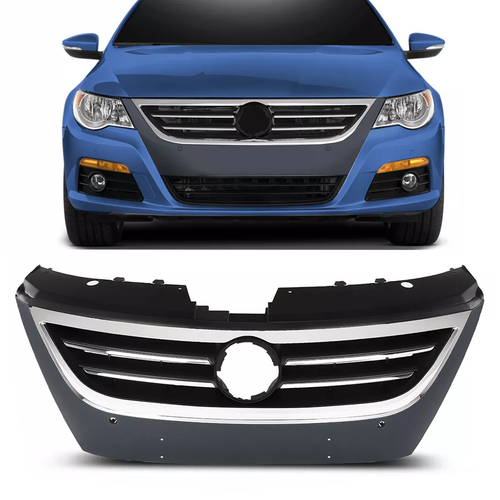 DURAFORCE For 2009-2012 VW Volkswagen Passat CC Front Bumper Upper Grille Black Chrome