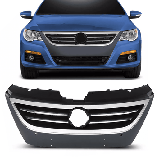 DURAFORCE For 2009-2012 VW Volkswagen Passat CC Front Bumper Upper Grille Black Chrome