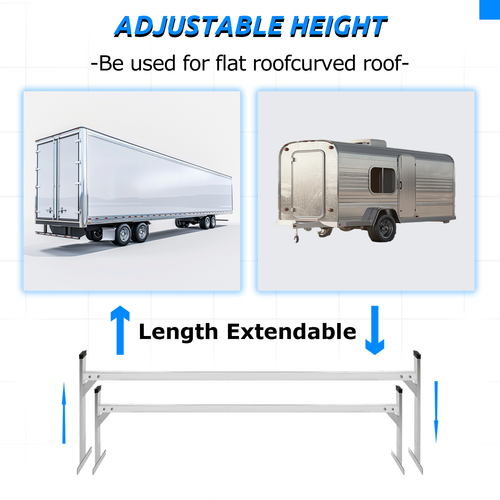 Cargo Adjustable Roof Mount Ladder Rack 4-8.5 Feet for Enclosed Opened Trailer