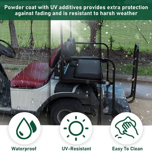 DURAFORCE For EZGO Medalist/TXT 1995-UP Golf Cart Black Rear Flip Seat Kit W/ Grab Bar