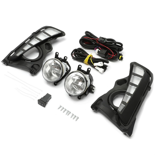 DURAFORCE For Toyota Highlander 17-19 LED DRL Daytime Running Fog Lights Lamp Harness Kit