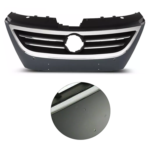 DURAFORCE Front Bumper Upper Grille for VW for Volkswagen Passat CC 2009-2012 Black Chrome