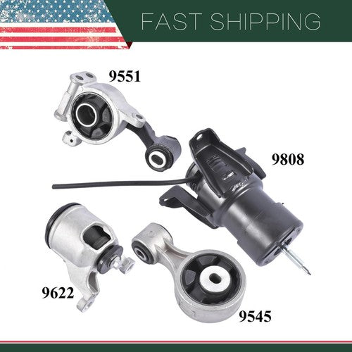 DURAFORCE 4PCS Motor Mount Torque Strut Mount for Nissan Altima 2007-12 Maxima 3.5L 09-14