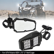 DURAFORCE UTV Rear View Side Mirrors W/ LED Spot Lights For Polaris RZR 900 1000