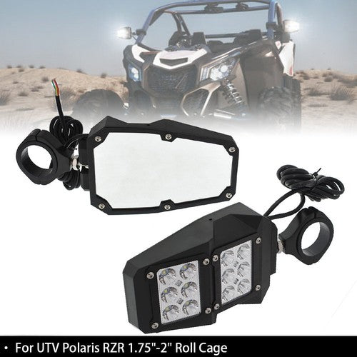 DURAFORCE UTV Rear View Side Mirrors W/ LED Spot Lights For Polaris RZR 900 1000