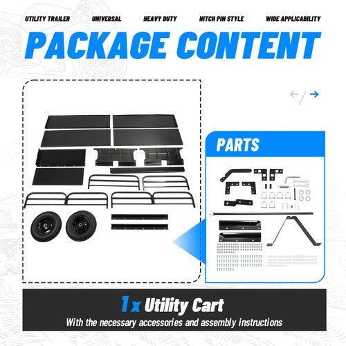 Heavy Duty Dump Cart for UTV ATV Garden Utility Trailer Yard Lawn Mower 750lb
