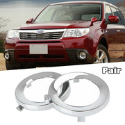 DURAFORCE For 2009-2013 Subaru Forester Pair Front Chrome Fog Light Trim Fog Lamp Cover