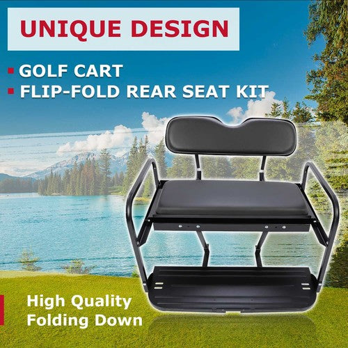 DURAFORCE For Yamaha G14 G16 G19 G22 Golf Cart Rear Back Seat Kit Flip Folding Steel Frame