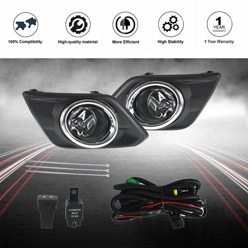 DURAFORCE For 2014-2016 Nissan Rogue Driving Bumper Chrome Lens Fog Lights Assembly Set