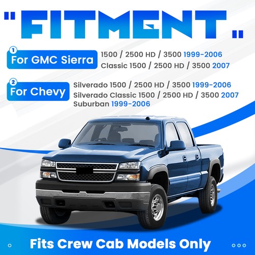 For 99 07 Chevy Silverado GMC Sierra 4 Door Crew Cab Rocker Panels Cab Corners