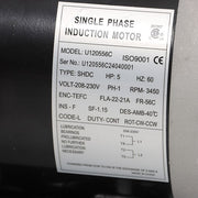 DURAFORCE 5HP Electric Motor 3450RPM 5/8" Shaft Single Phase 208-230V 56C Frame 60HZ TEFC
