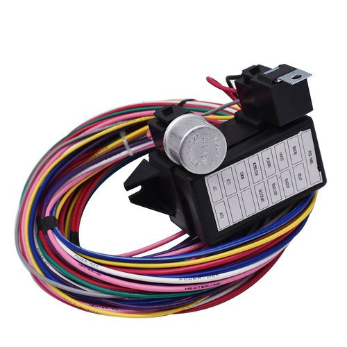 DURAFORCE 14 Fuse 12V For Street Hot Rat Muscle Car Universal 12 Circuit Wire Harness